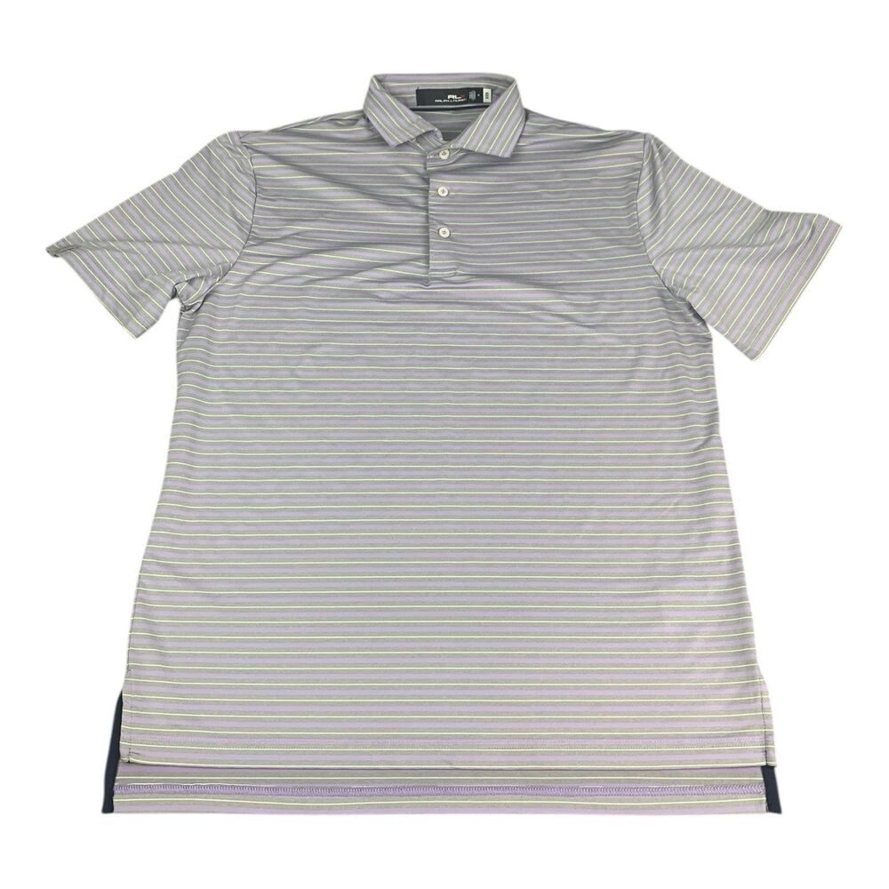 RLX Polo Ralph Lauren Polo Shirt, Purple Gray Stripes, Men’s Size Medium